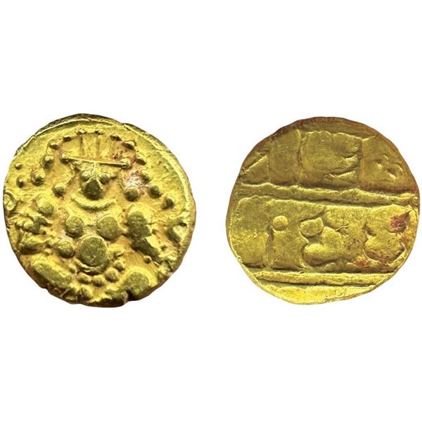 Nayakas of Chitradurga, Gold Pagoda, Obv: Balakrishna seated cross-legged with his left hand resting