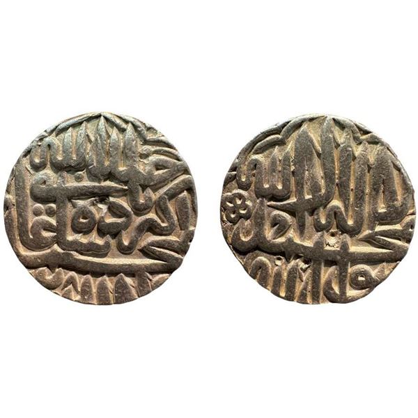Akbar (1556-1605 AD), silver rupee, Lahore mint, AH 98x, mint out of flan KM 80.12, 11.220g. Very fi