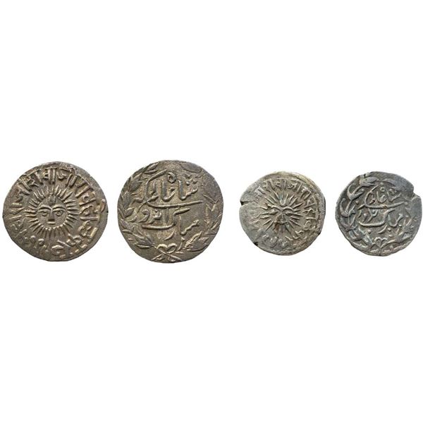 Indore, Shivaji Rao (1886-1903 AD), silver Nazarana type rupee  (11.12g) & 1/2 rupee (5.40g) , in th