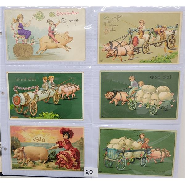 Greetings Pigs with Money Postcard Album 45 Cards