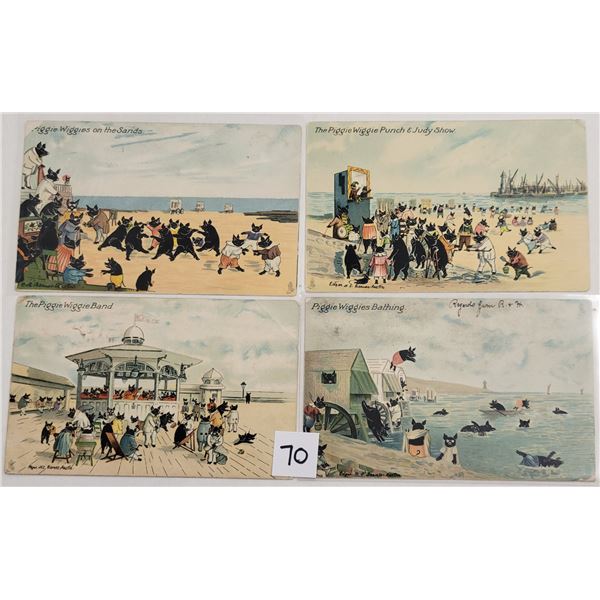 "Piggie Wiggie" Beach Scene Postcards 4