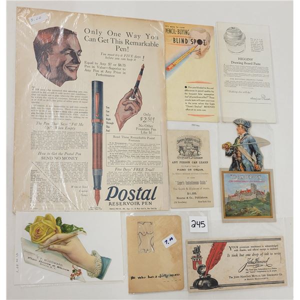 Pen Ink Related Ephemera Approx. 18