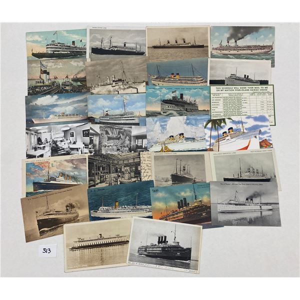 Sorted Steam Ship Box Approx. 185 Postcards