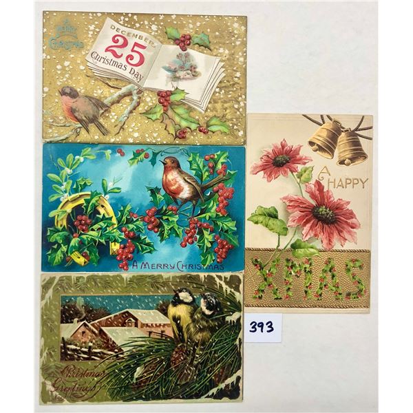 Christmas Holiday Greeting Postcards with Bells & Birds Approx. 85
