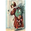 Image 1 : Santa Claus Ringing Door Bell Holiday Christmas Postcard