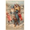 Image 1 : Blue Suit Santa Claus with Children Christmas Holiday Postcard
