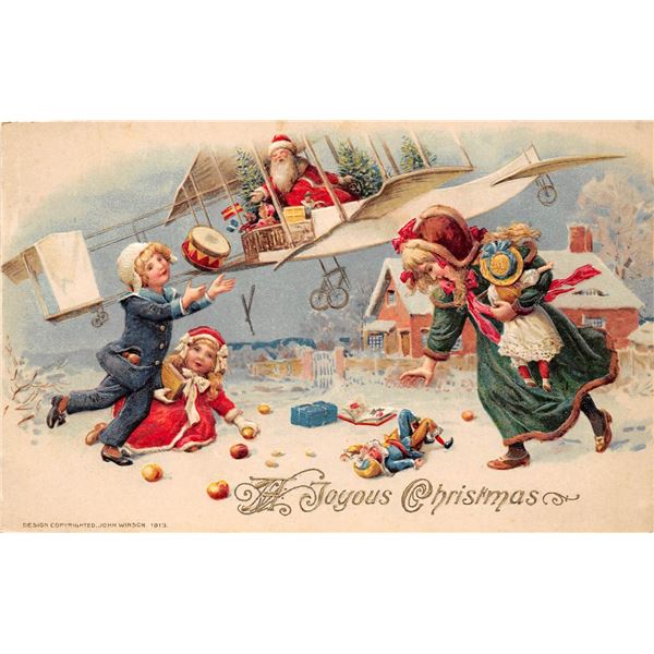 Pair of Winsch Christmas Santa Claus Holiday Greeting Postcards