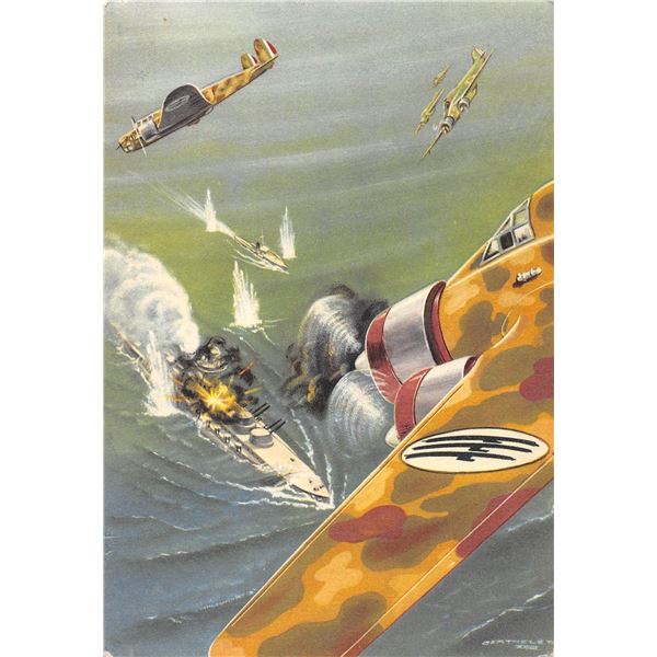 Italian Military Plane Signed Artist Postcard