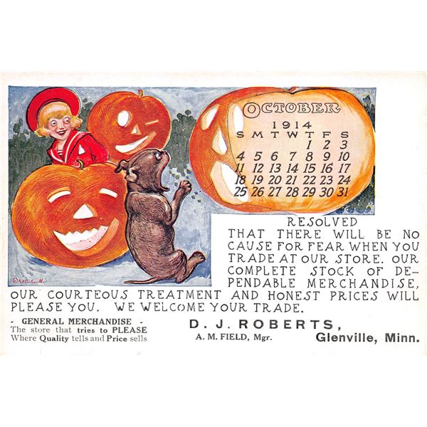 Halloween October 1914 Buster Brown Calander Advertising PC