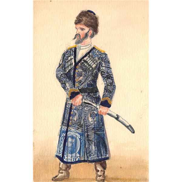 2 Novelty Stamp Montage Soldier Postcards