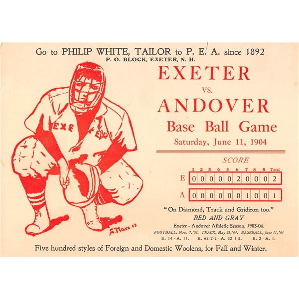 1904 Oversized Exeter vs. Andover Baseball Game Postcard