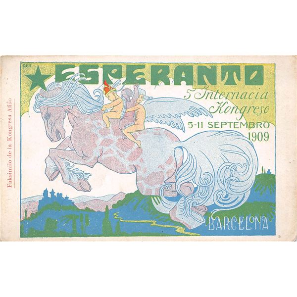 Esperanto Barcelona Horse 1909 Postcard