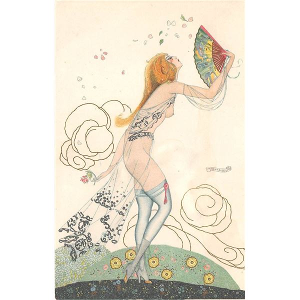 Art Nouveau Brunelleschi Nude Lady Postcard