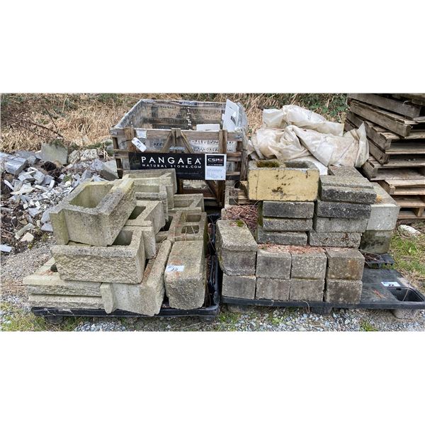 ASSORTED ITEMS INCLUDING; CINDER BLOCKS, BRICKS, PALLETS, TARPS & MORE *MUST TAKE ALL*