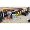 Image 1 : SHELF OF ASSORTED ITEMS INCLUDING; RATCHET STRAPS, HITCH ATTACHMENTS & MORE