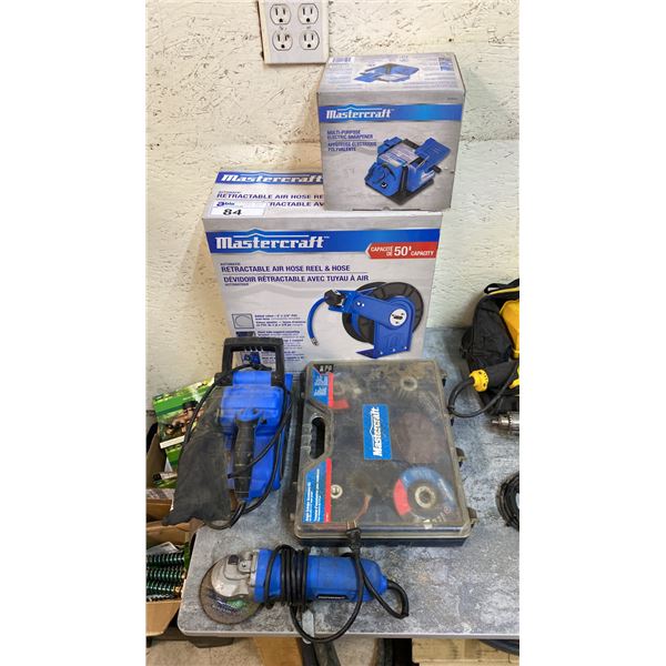 MASTERCRAFT MULTI-PURPOSE ELECTRIC SHARPENER, MASTERCRAFT RETRACTABLE AIR HOSE REEL & HOSE &