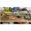 Image 3 : ASSORTED ITEMS INCLUDING; POWER FIST BENCH GRINDER, LEVEL, BOLT CUTTERS, CABLE WINCH & MORE