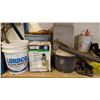 Image 2 : SHELF OF ASSORTED ITEMS INCLUDING; COOLER, EXTERIOR TRIM SCREWS, WAYNE SUMP PUMP & MORE