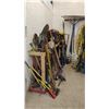 Image 1 : LARGE ASSORTMENT OF HAND TOOLS INCLUDING; AXES, SHOVELS, RAKES, BRANCH CUTTERS, PRESSURE WASHER