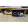 Image 1 : SHELF OF ASSORTED ITEMS INCLUDING; ELECTRIC STAPLER, RUBBER CONDUIT, HARDWARE & MORE