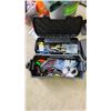 Image 1 : STANLEY TOOLBOX WITH ASSORTED TOOL CONTENTS INCLUDING; RATCHETING DRIVER & BIT SET, MEASURING
