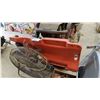 Image 6 : ASSORTED ITEMS INCLUDING; LASKO COMMERCIAL FLOOR FAN, MECHANICS CREEPER, GARDEN HOSE, CIRCULAR SAW,