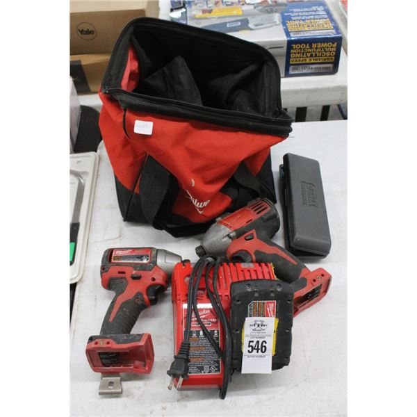 Milwaukee Cordless Impact Drivers, 2 Battery/Chargers, Multi Tool