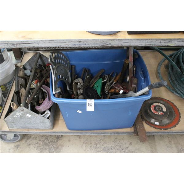 Bins 2 w/Asst. Hand Tools, Squares, Saw Blades