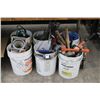 Image 1 : 5  Gal. Buckets  6 w/Asst. Hand Tools, Levels, Supplies