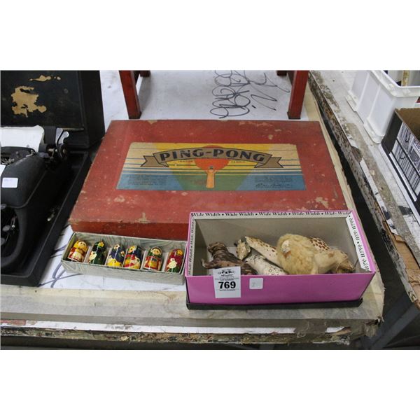 Vintage Toy Animals, Oriental Ornaments, Ping Pong Game