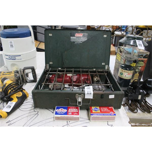 Coleman Camp Stove w/Matchboxes