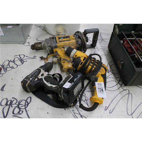 Dewalt Electric Drills 2, Makita Cordless Drill - No Charger