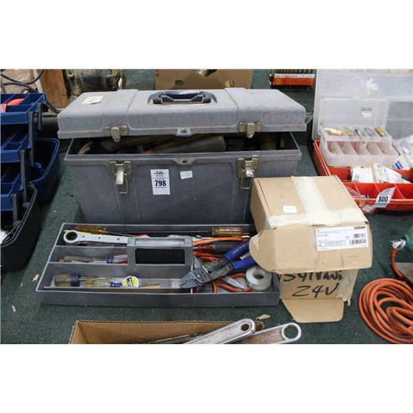 Plastic Toolbox w/Asst. Tools, Electrical Hardware