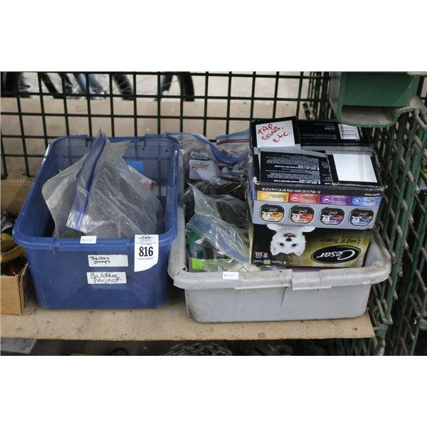 Bins 4 w/Wrenches, Hand Tools, Hinges, Hardware, Supplies
