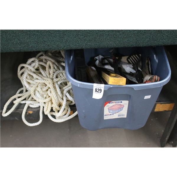 Bin w/Asst. Hand Tools, Rope