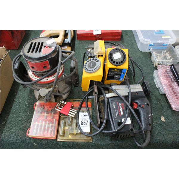Craftsman Electric Jigsaw, Router, Drill Bit Sharpener, Router Bits