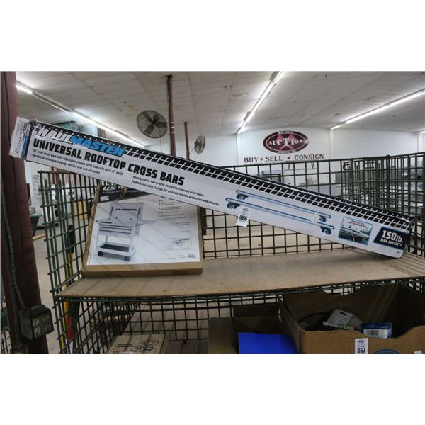 Auto Roof Top Cross Bars, Toolbox Side Tray