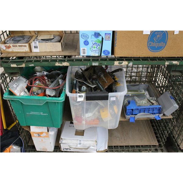 Bins 3 w/Asst. Hand Tools, Ext. Cord, Hardware