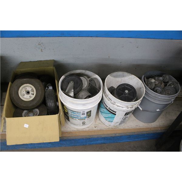 Bins 4 w/Asst. Casters, Industrial Wheels