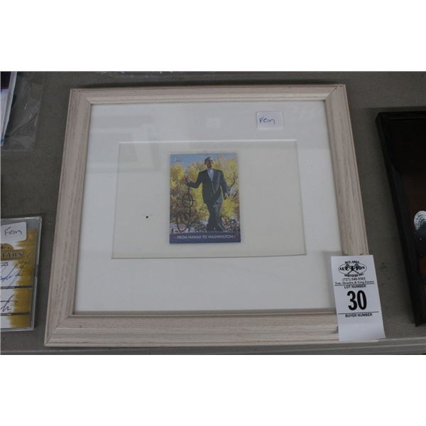 Barack Obama Signed Topps Card in Frame