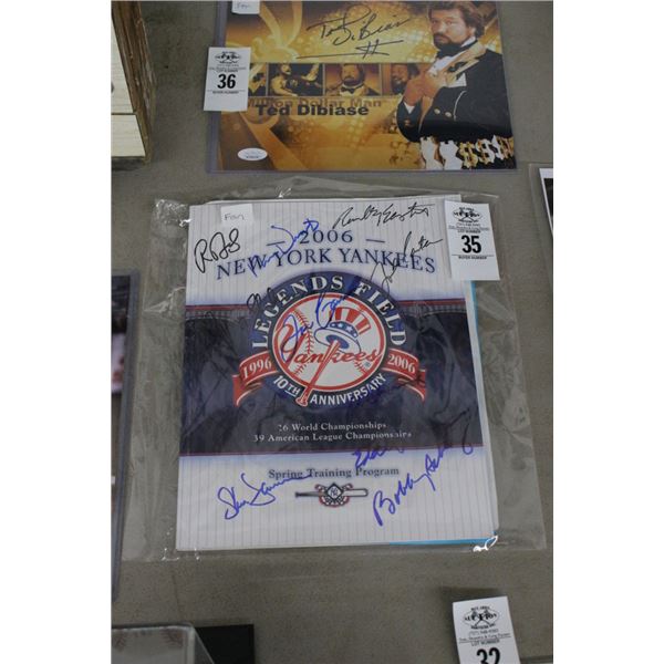 NY Yankee Legends Field 10th Anniversary Signed Team Magazine