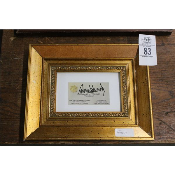 Donald Trump Signed Business Card in Frame