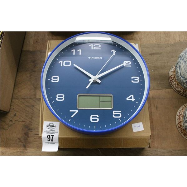 Times Blue Wall Clock w/Box