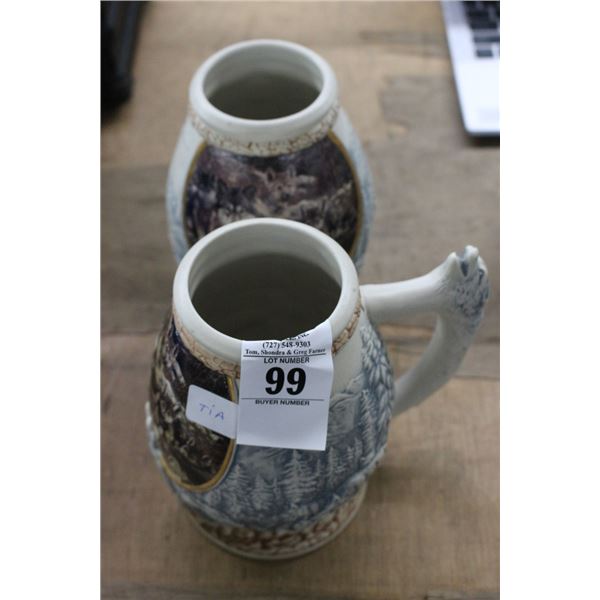 Wolf Beer Steins 2 - One Has Broken Handle