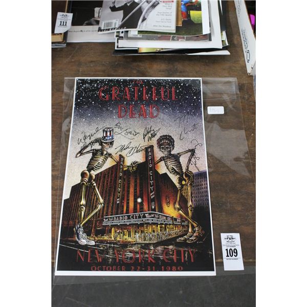 The Greatful Dead NY City Signed Poster