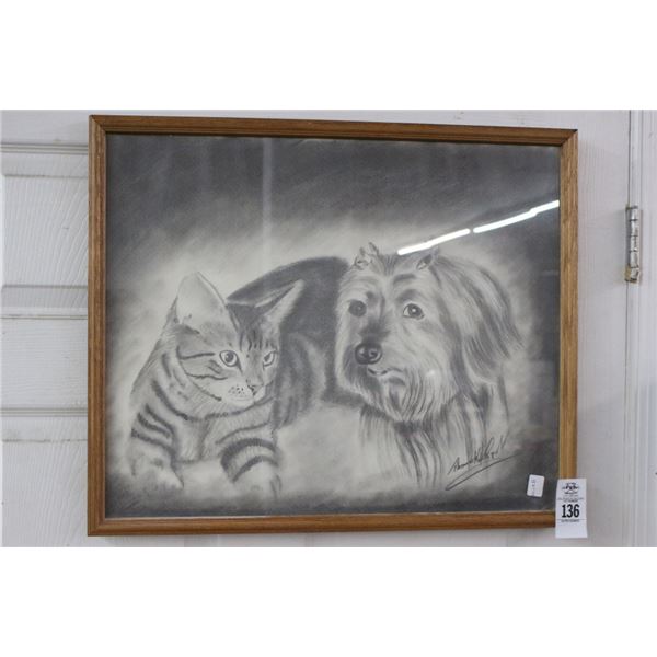 Artist Signed Sketch Cat/Dog