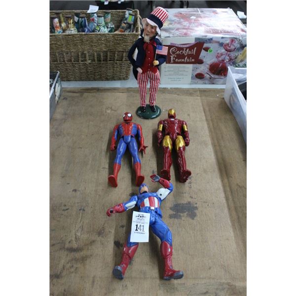 Captain America, Spiderman, Ironman, Uncle Sam Action Figures