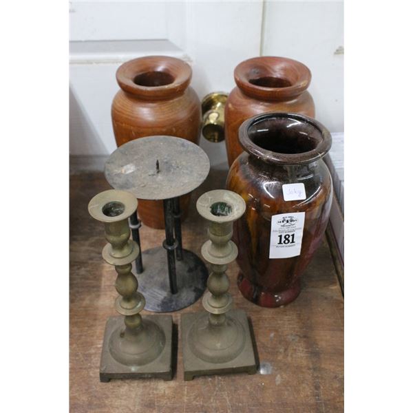 Asst. Metal Candlestands, Ceramic, Wood Vases