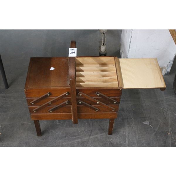 Vintage Wooden Fold Out Sewing Box