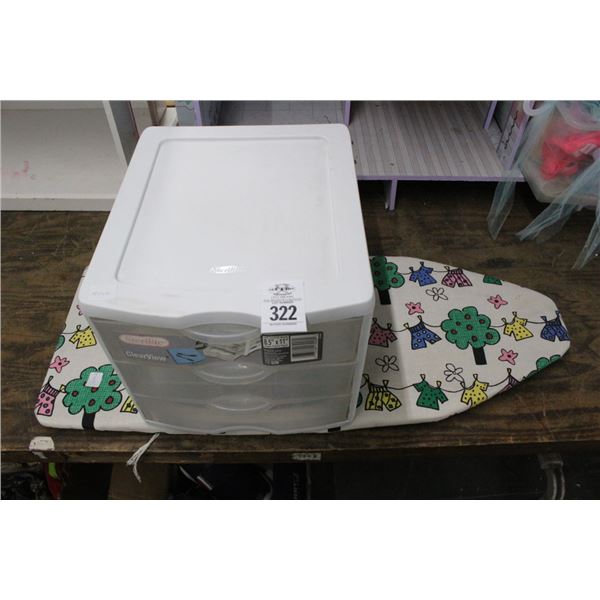 Plastic Storage Bin, Traveling Iron Board